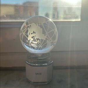 Crystal Globe Paperweight. Sage base for protection and aromatherapy.